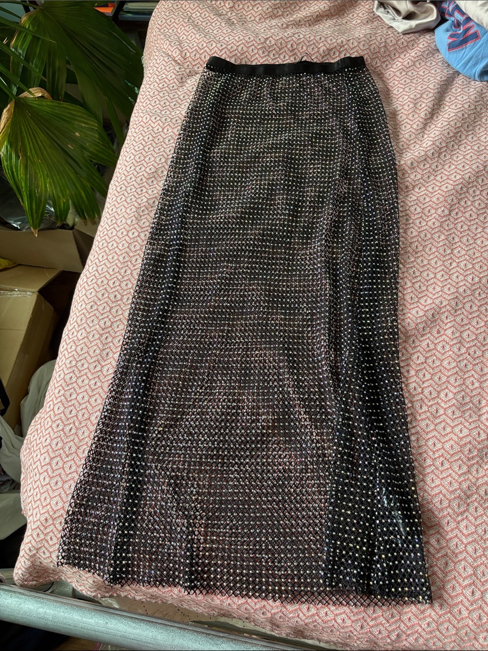 Black fishnet Sparkle Maxi Skirt